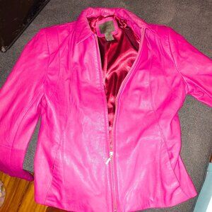Vintage Fuscia Pink Leather Jacket